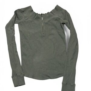 Free People Olive Off-the-Shoulder Sweater